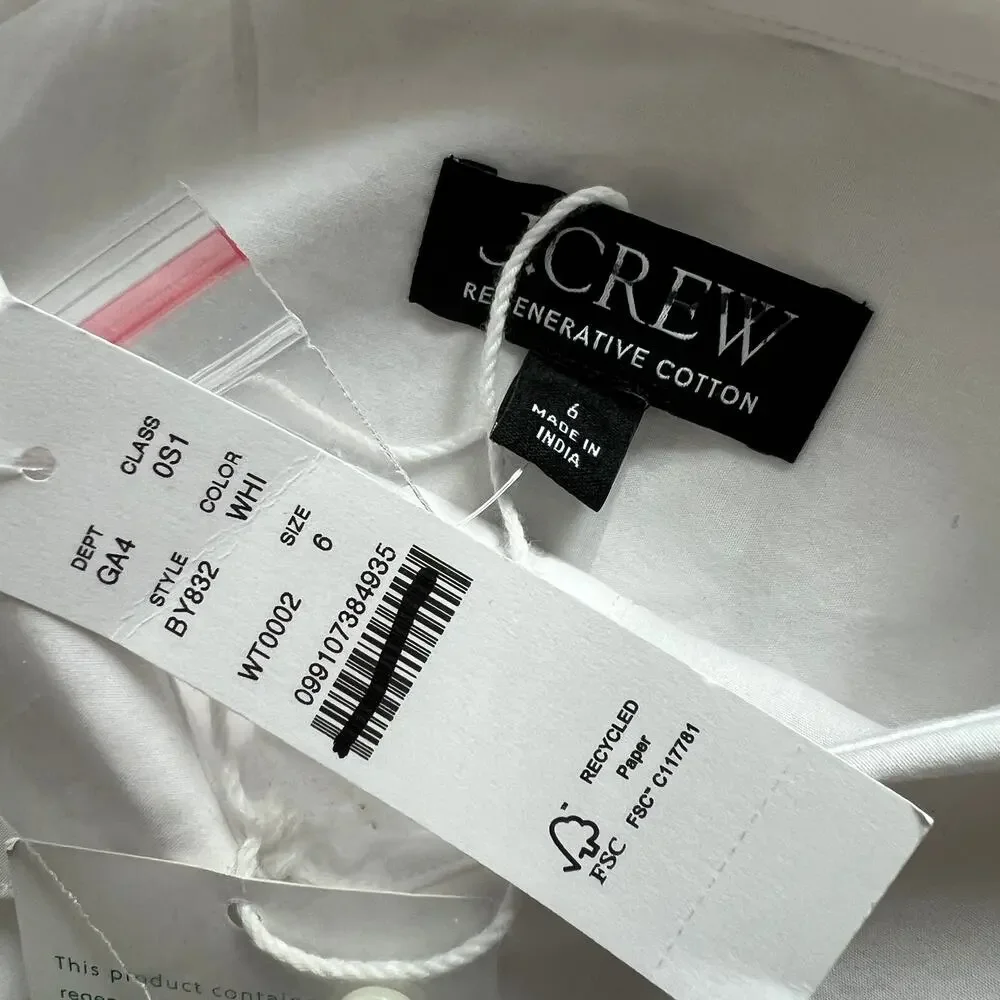 J Crew Flawed Elena Shirt Dress In Cotton Poplin Size 6 White FLAWS